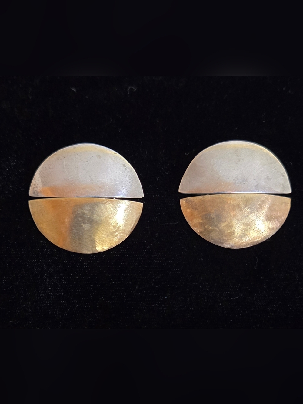 Two-Tone Silver and Gold Circular Stud Earrings - Women Jewelry